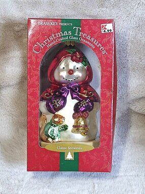VTG Brass Key Christmas Treasures Classic Snowman Caped Snowman Ornament MIB